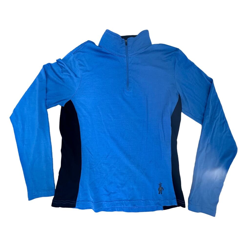 Smartwool|Womens|1/4 Zip Pullover|100% Merino Wool|Blue w/Black|SZ M‎